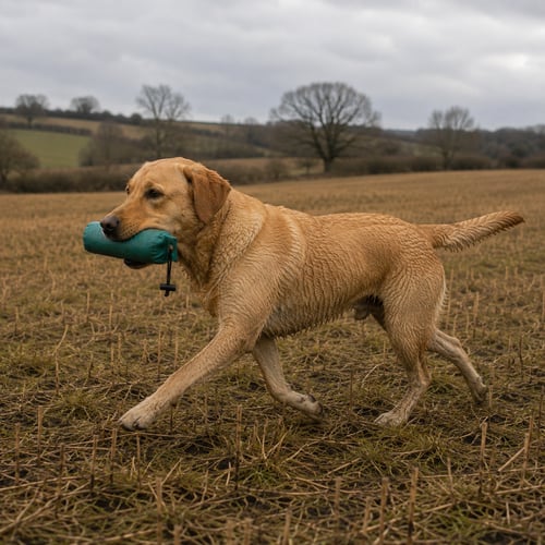 Yellow Labrador Retrieving Dummy